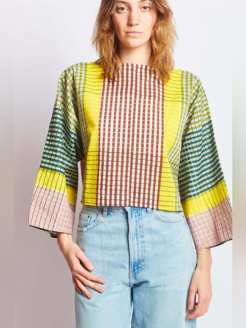 Rujuta Sheth Bloom Shirt Ink Grid Chex Block Print View 4